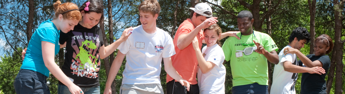 Photo of students participating in team building