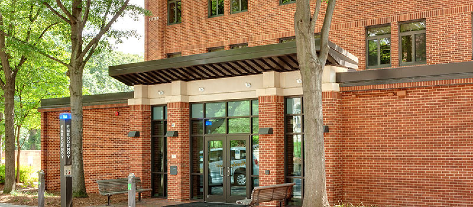 Front of the Fitten residence hall building.